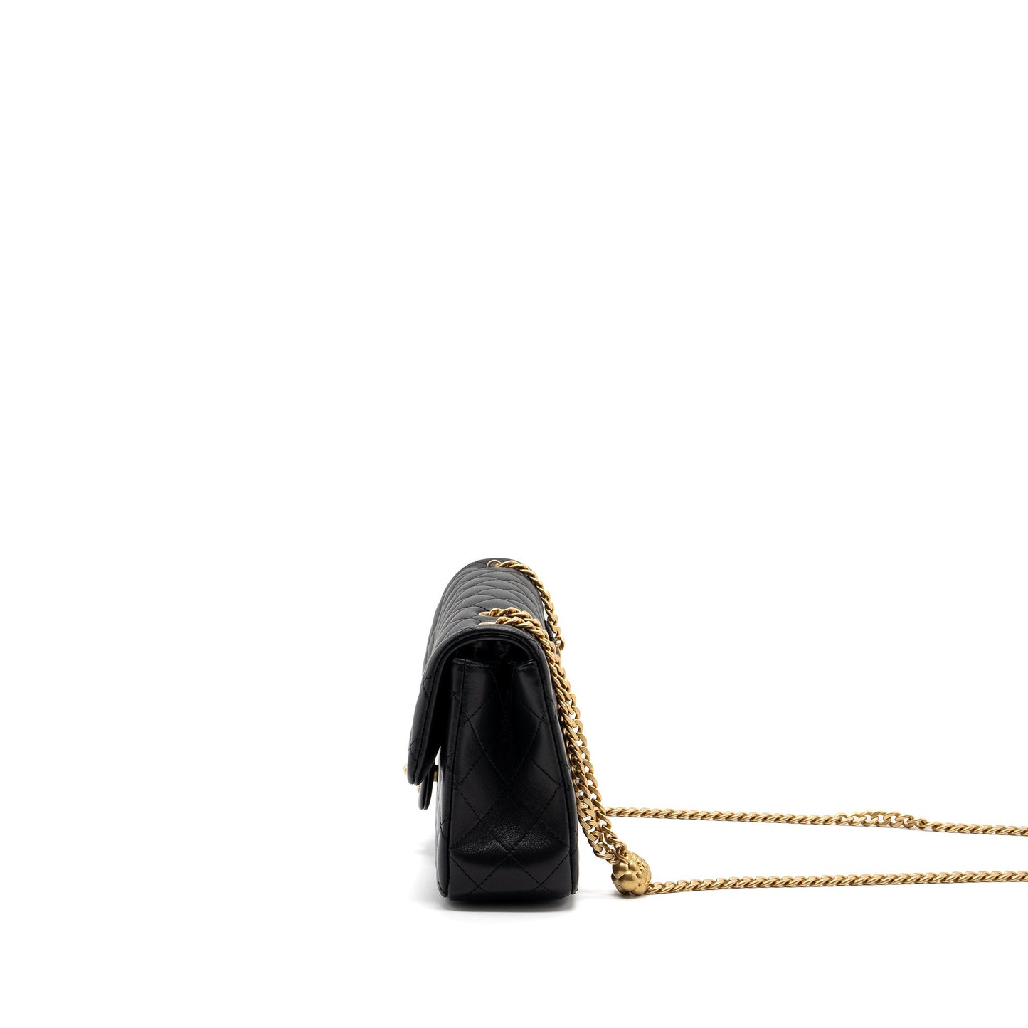 Chanel 23s camellia chain flap bag lambskin black  (Mircochip)