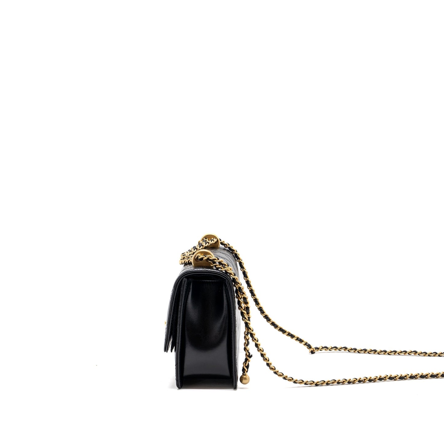 Chanel 24C gold crush flap bag calfskin black  (microchip)