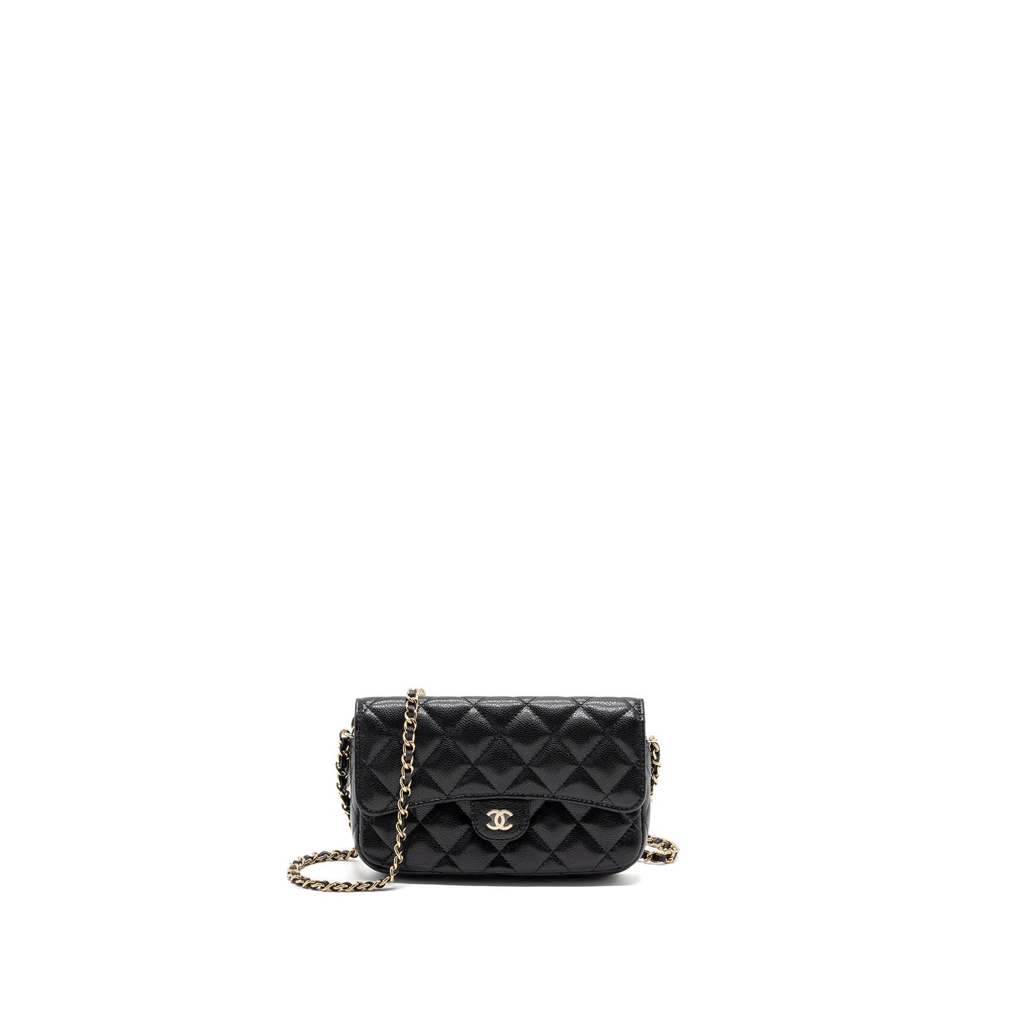 Chanel Double Pocket Wallet On Chain Caviar Black L(Microchip)