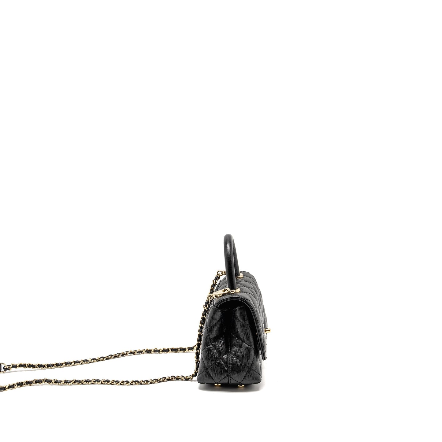 CHANEL Mini Coco Handle Caviar Black L (Microchip)
