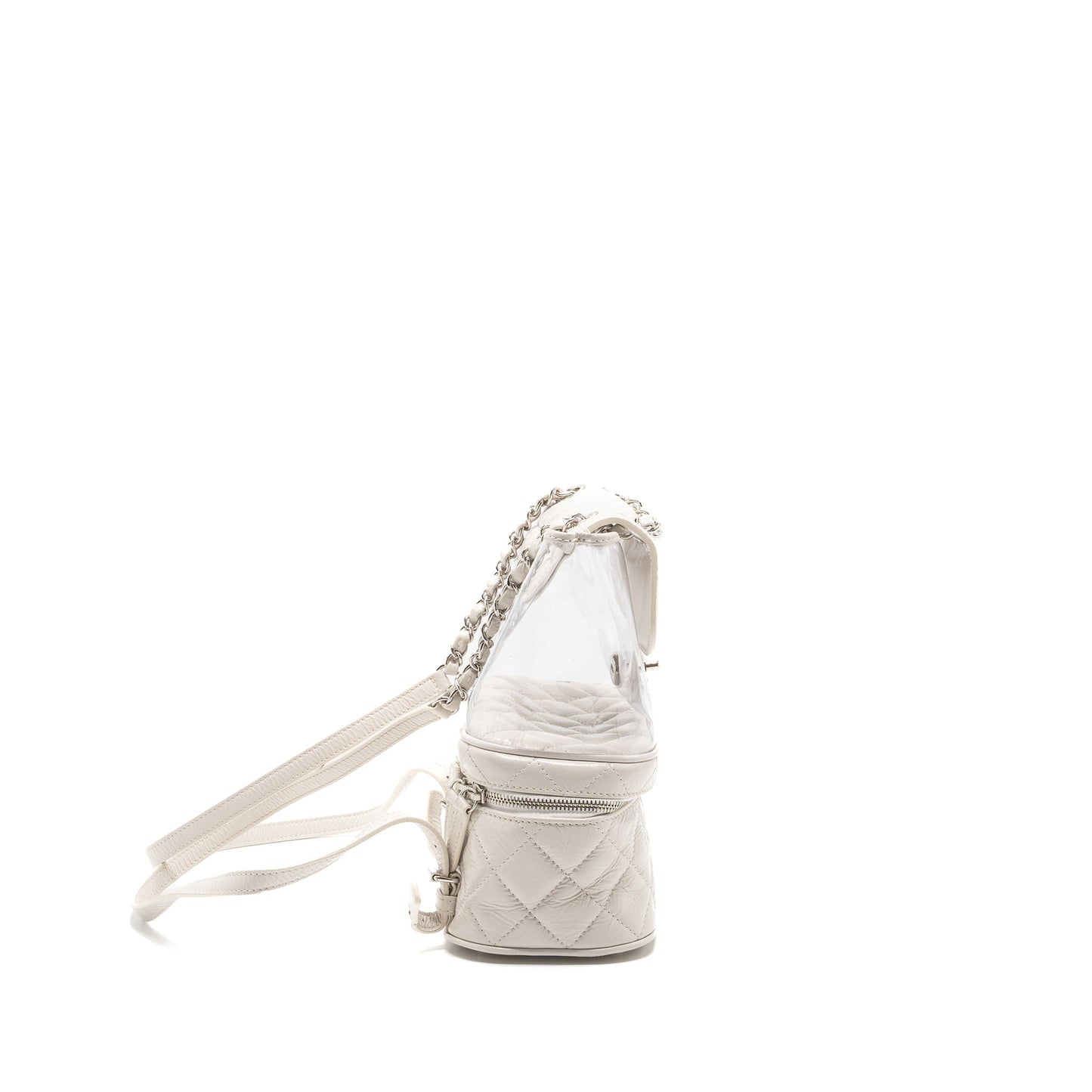 CHANEL TRANSPARENT BACKPACK PVC/SHINY CALFSKIN WHITE