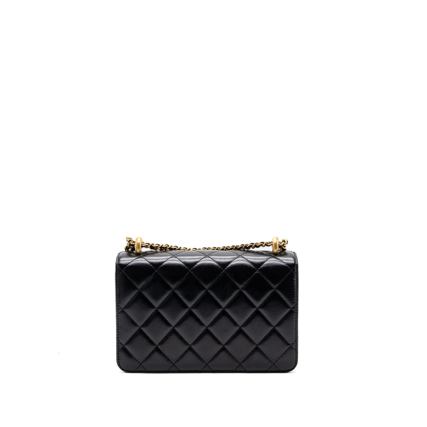Chanel 24C gold crush flap bag calfskin black  (microchip)