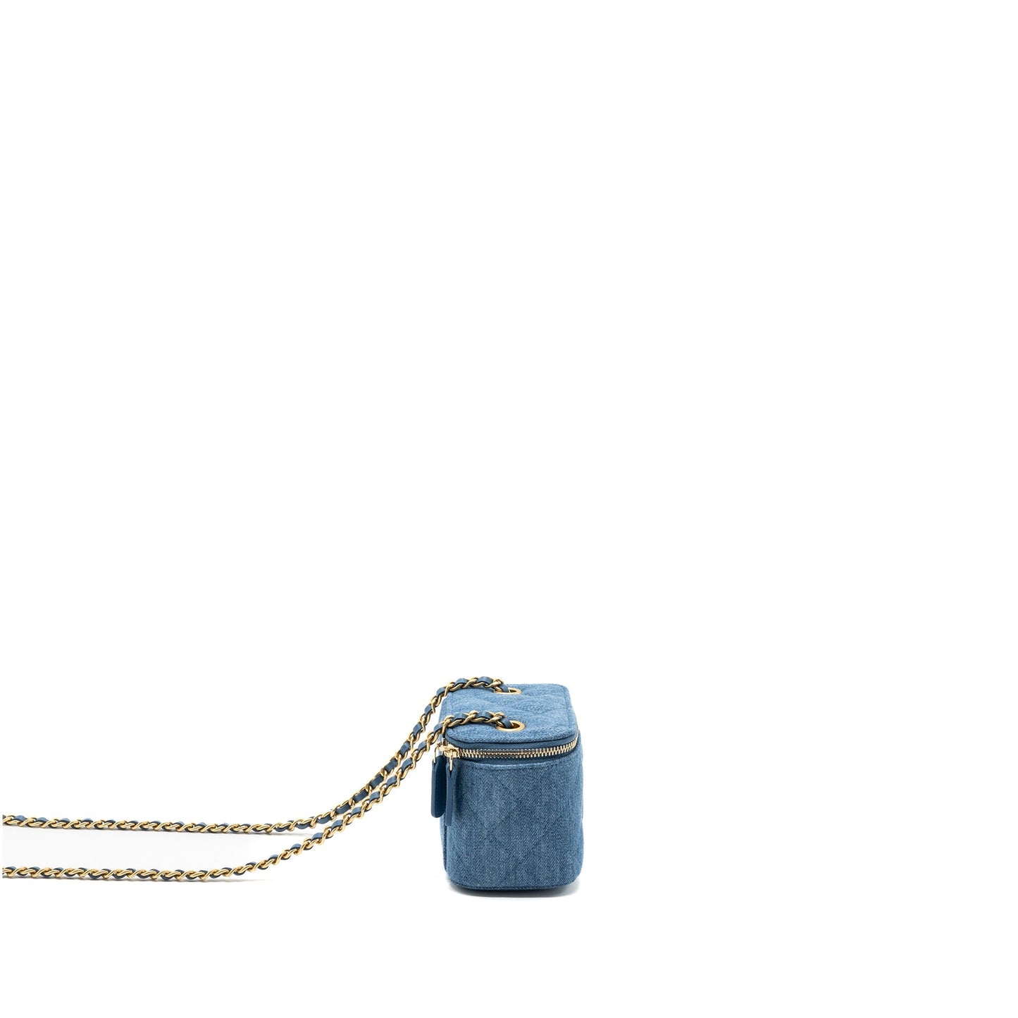 Chanel Pearl Crush Mini Vanity Case Denim Blue Brushed
