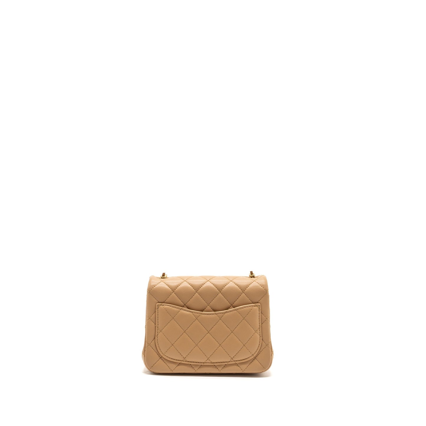Chanel 23K Pearl Crush mini square Flap bag lambskin beige  (Microchip)
