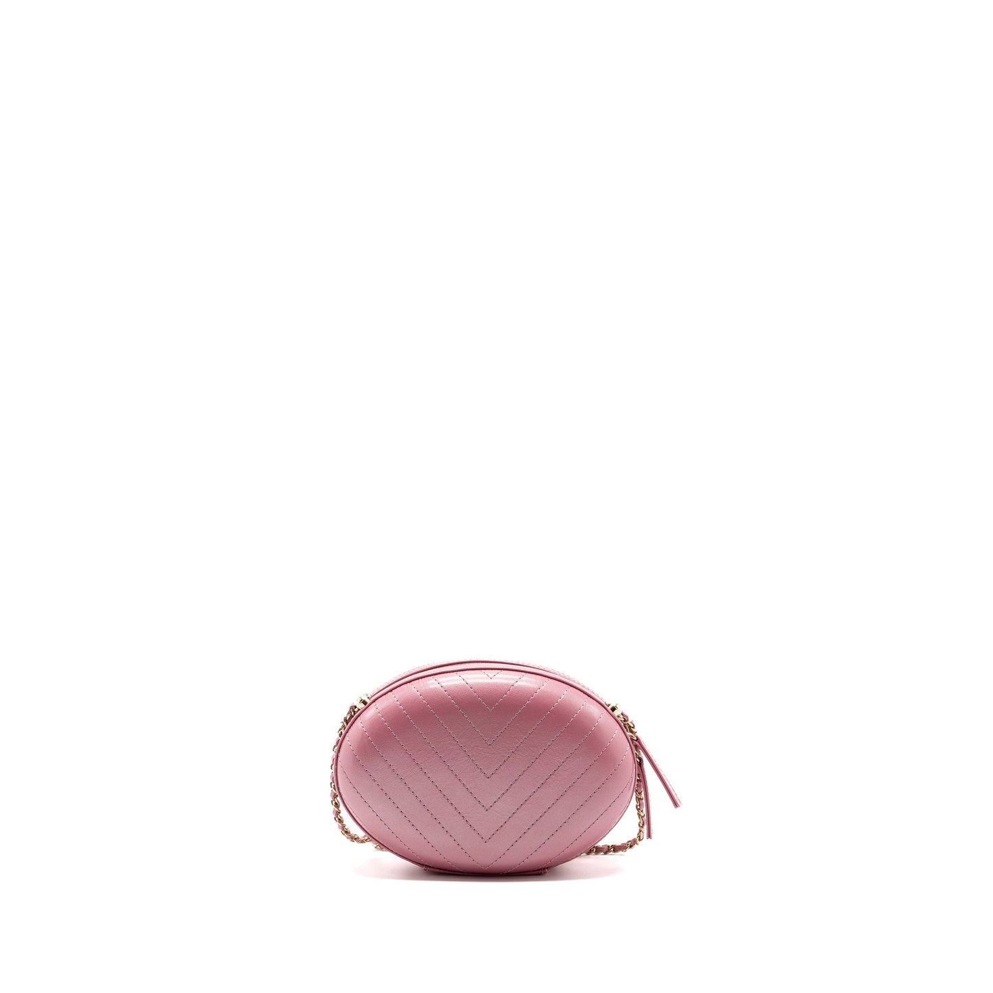 Chanel Oval Chevron Bag Lambskin Pink L