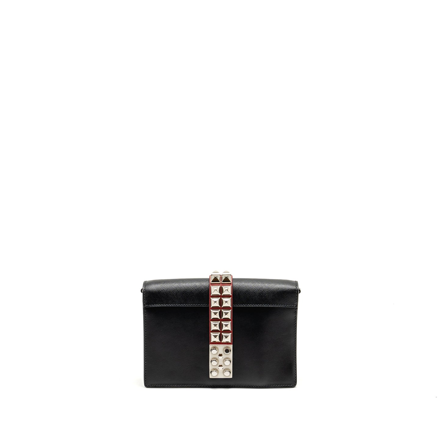Prada Electra City Flap Purse Calfskin Black/Red