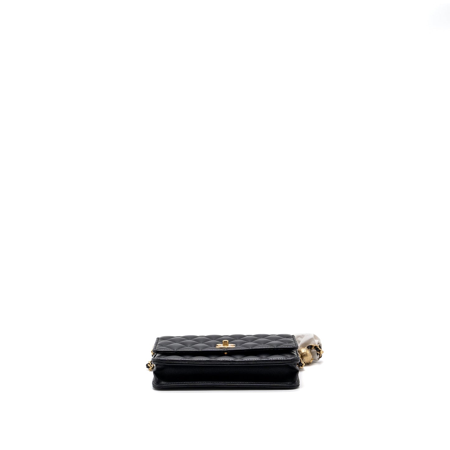Chanel 23k Pearl Crush Wallet On Chain Lambskin Black  (Microchip)