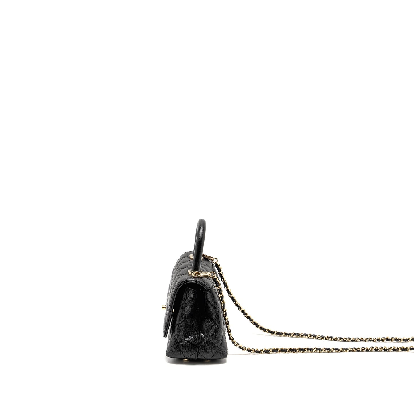 CHANEL Mini Coco Handle Caviar Black L (Microchip)
