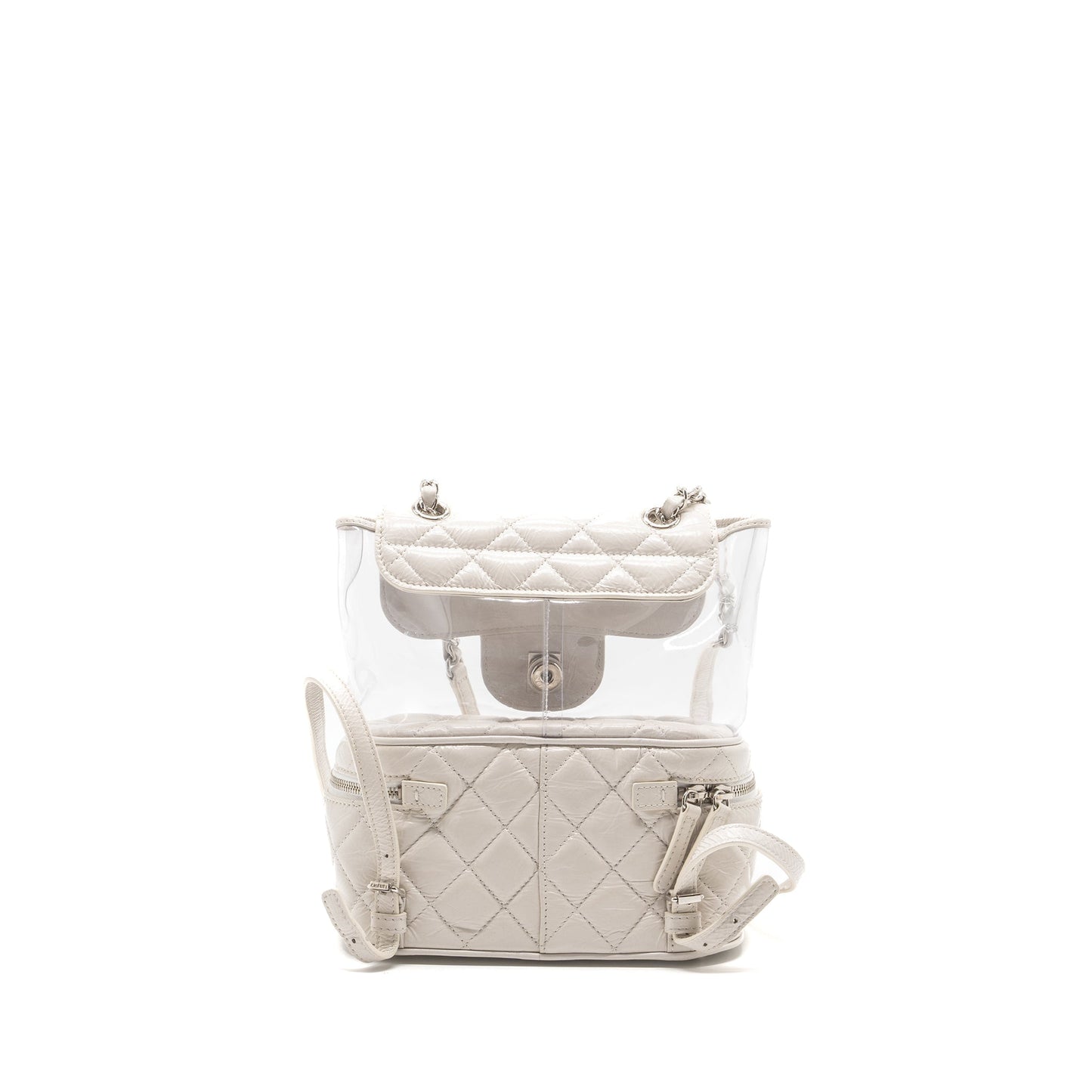 CHANEL TRANSPARENT BACKPACK PVC/SHINY CALFSKIN WHITE