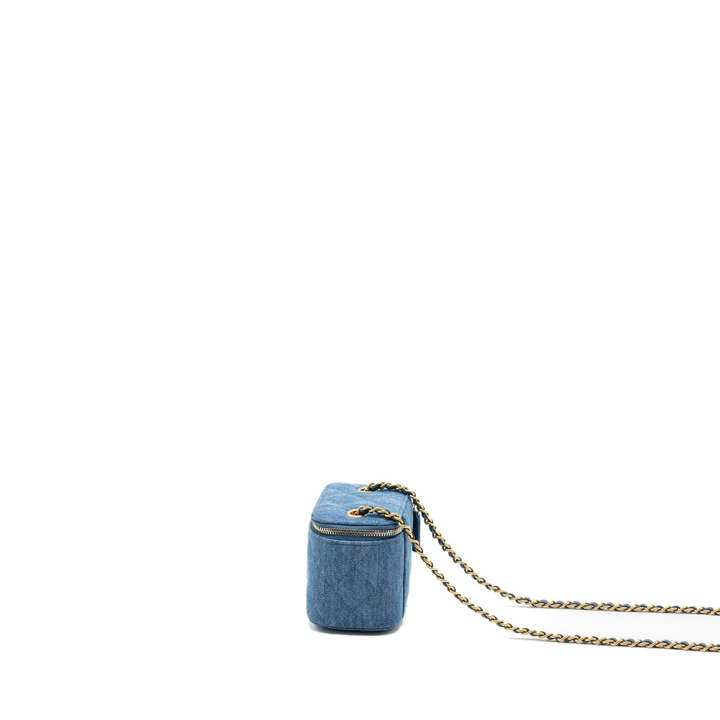Chanel Pearl Crush Mini Vanity Case Denim Blue Brushed