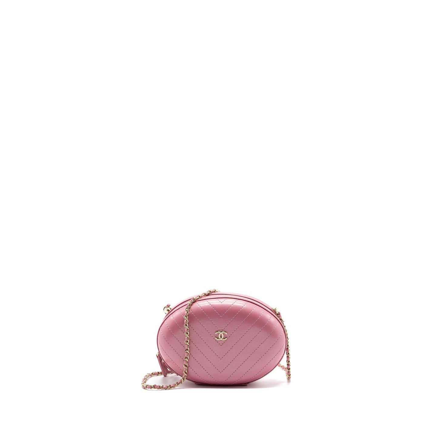 Chanel Oval Chevron Bag Lambskin Pink L