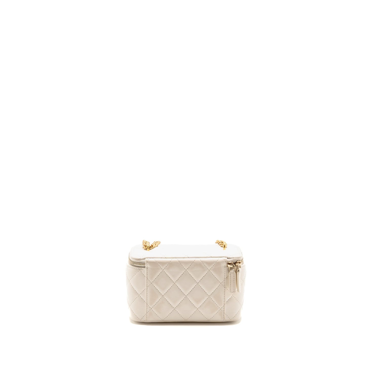 Chanel Gold Pillar Adjustable Chain Long Vanity Lambskin White  (Microchip)