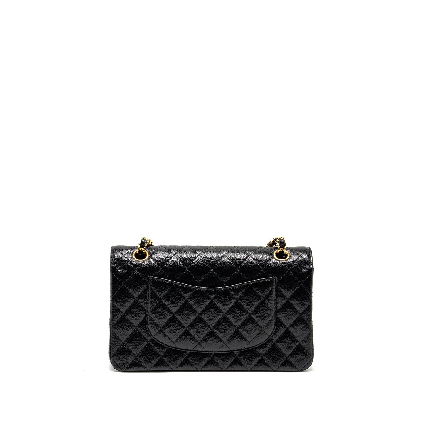 CHANEL Medium Classic Double Flap Bag Caviar Black  (Microchip)