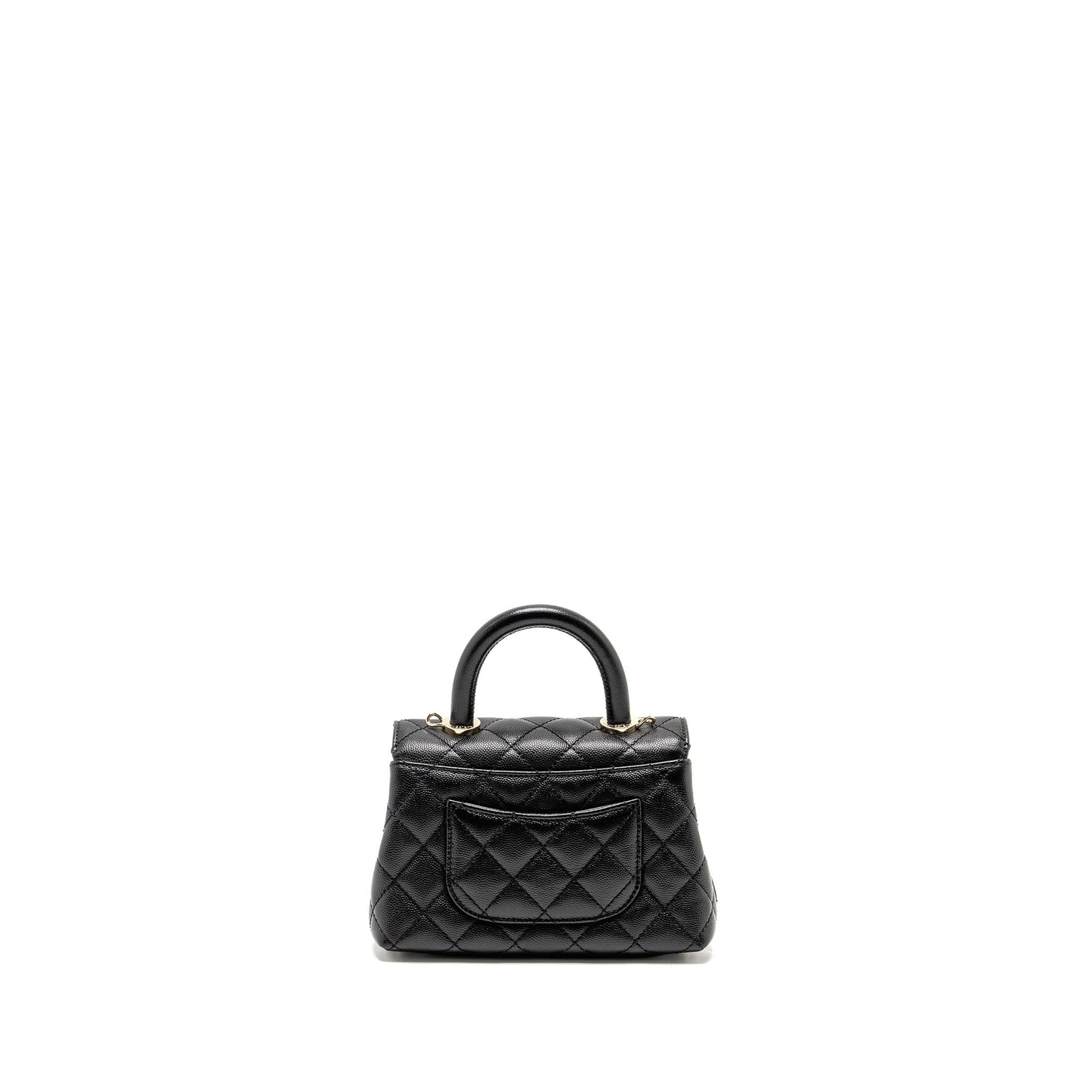 CHANEL Mini Coco Handle Caviar Black L (Microchip)