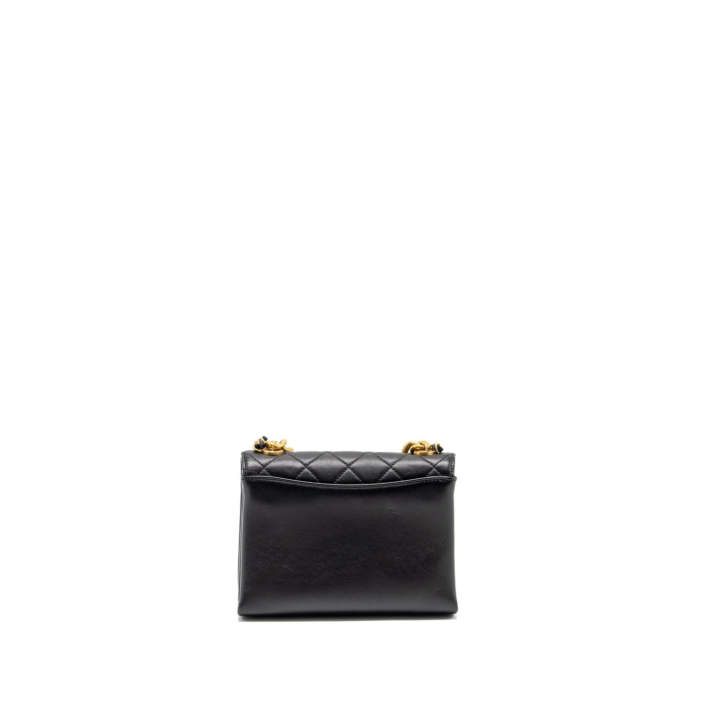CHANEL Seasonal Flap Bag Giant Chain Handle with Pearl Calfskin Black Brush  (Microchip)