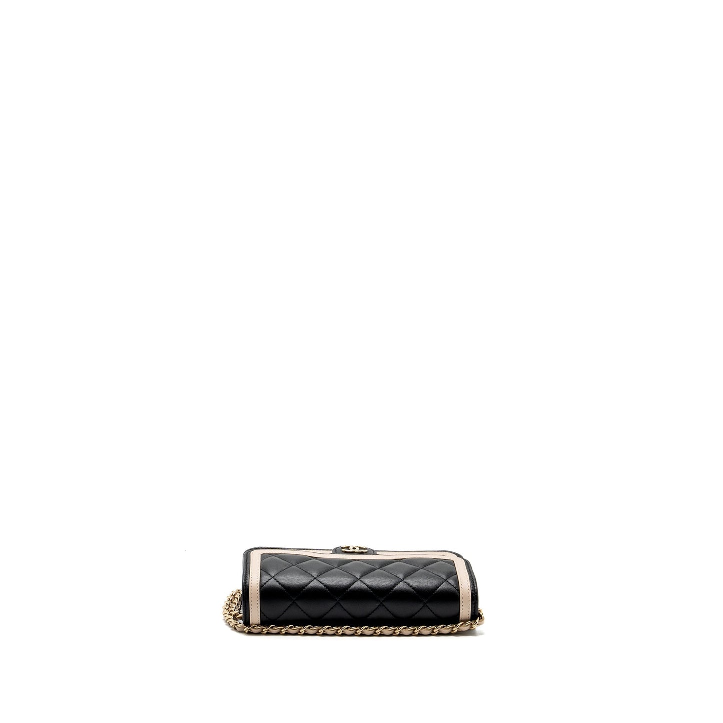 Chanel 23B Flap Phone Holder Lambskin Black/ White L (microchip)