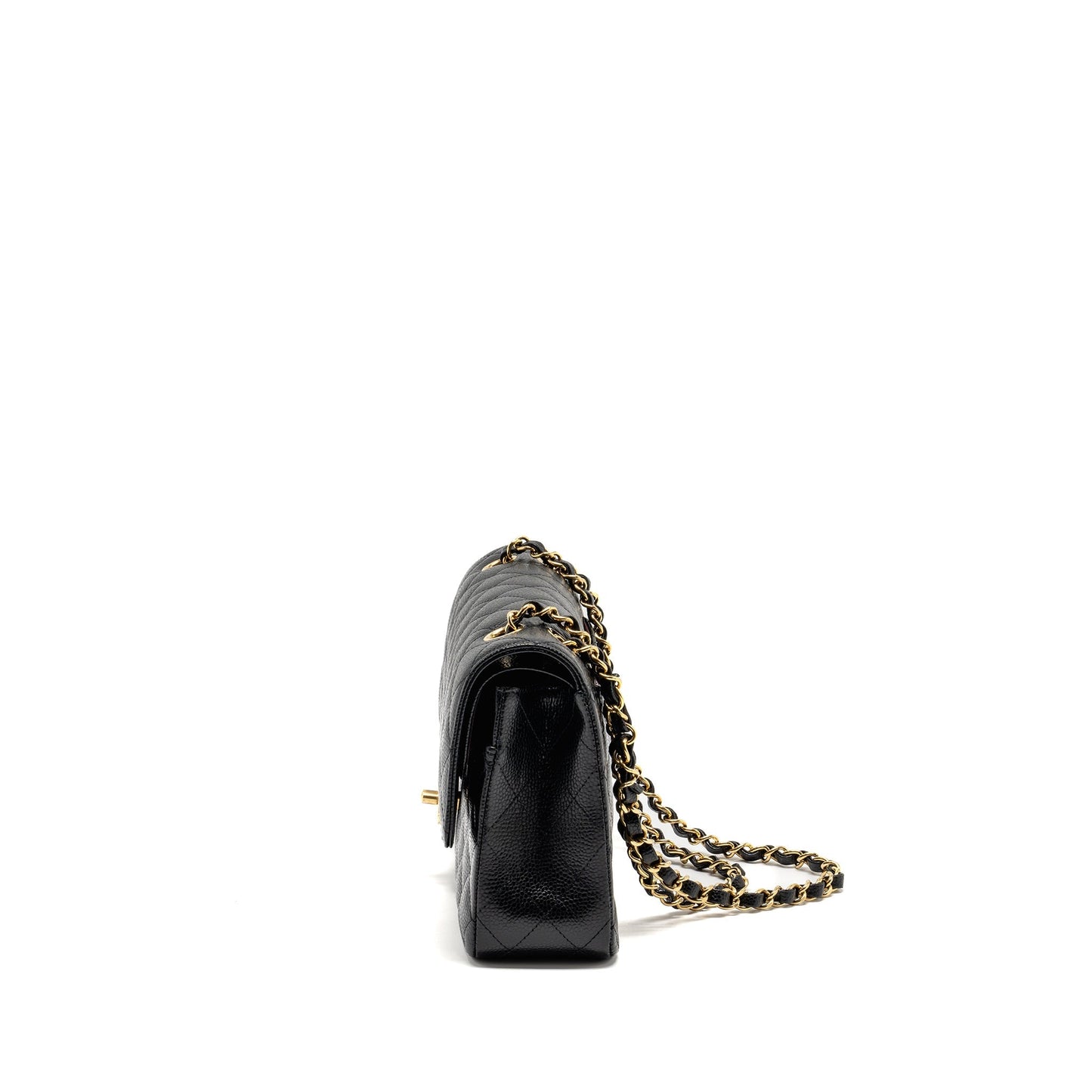 CHANEL Medium Classic Double Flap Bag Caviar Black  (Microchip)