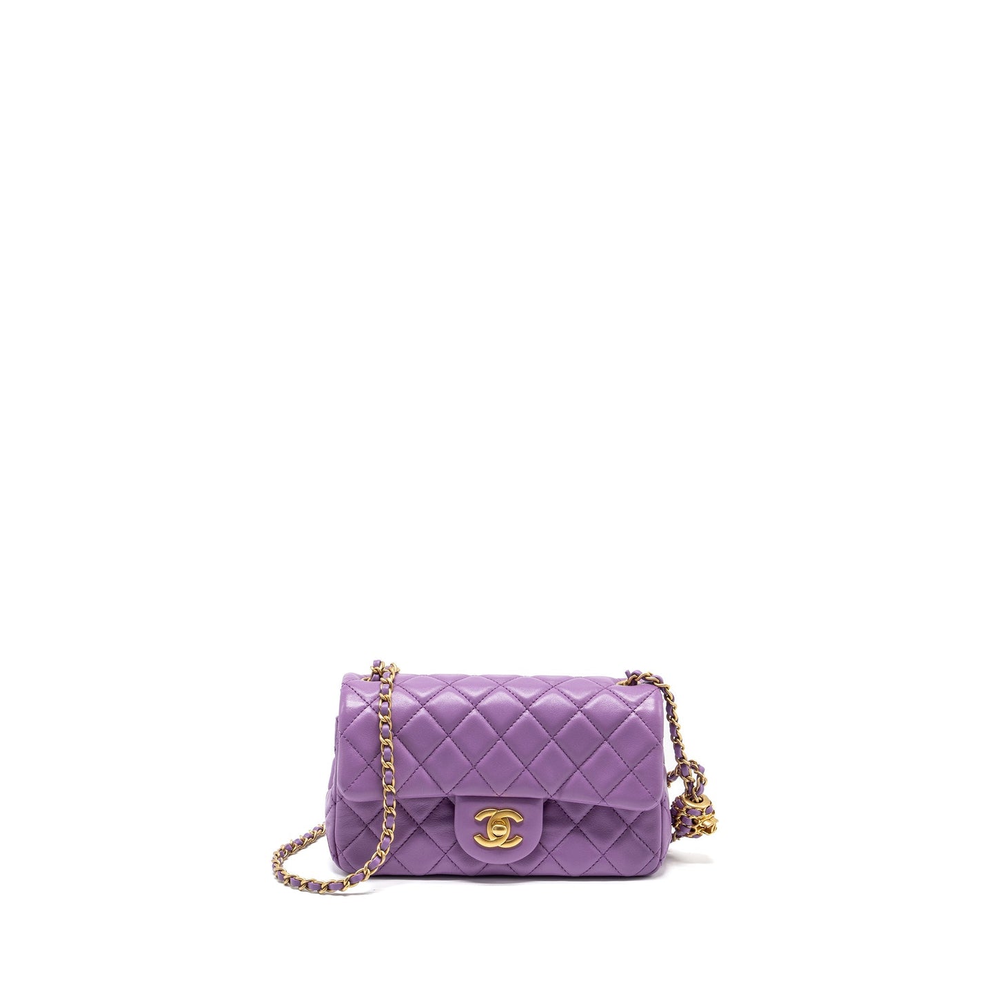 Chanel 22s Pearl Crush Mini Rectangular Flap Bag Lambskin Purple  (microchip)
