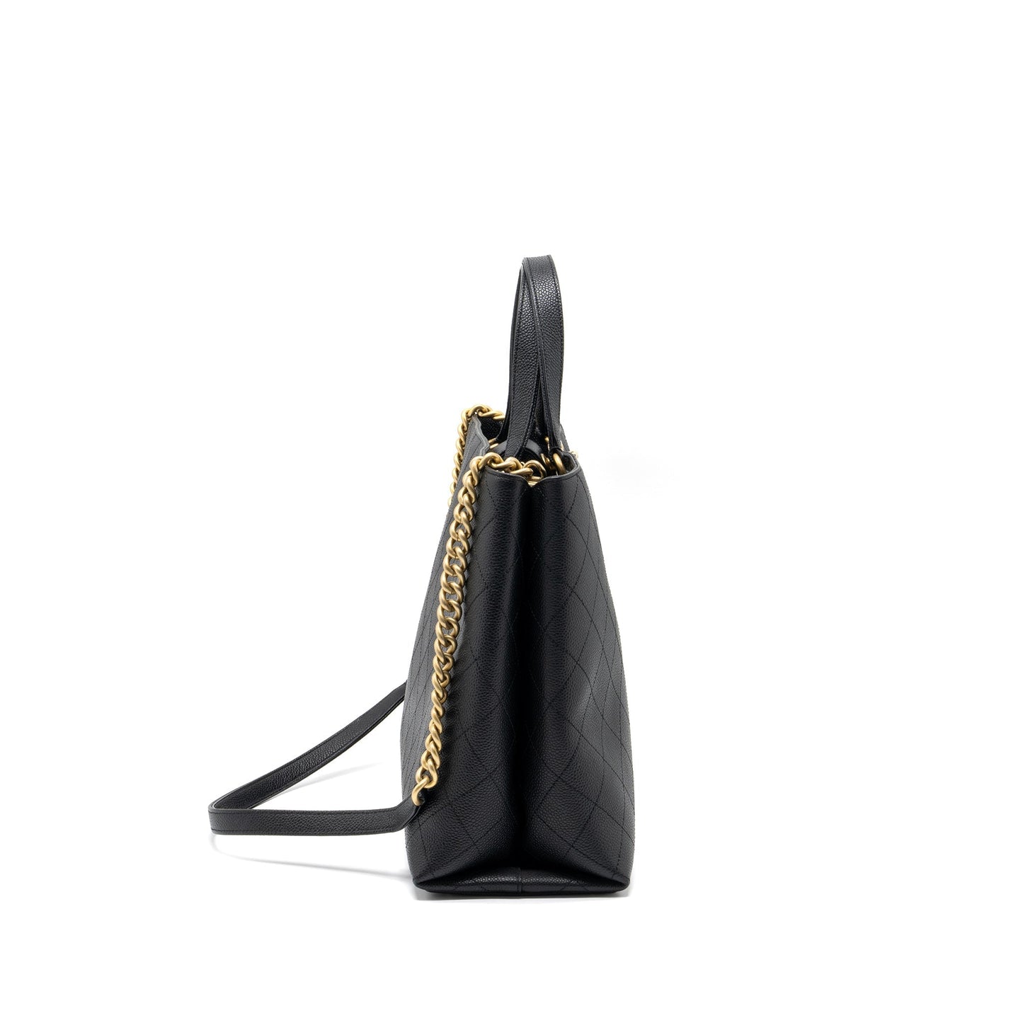Chanel Chains Tote Bag Caviar Black Brushed