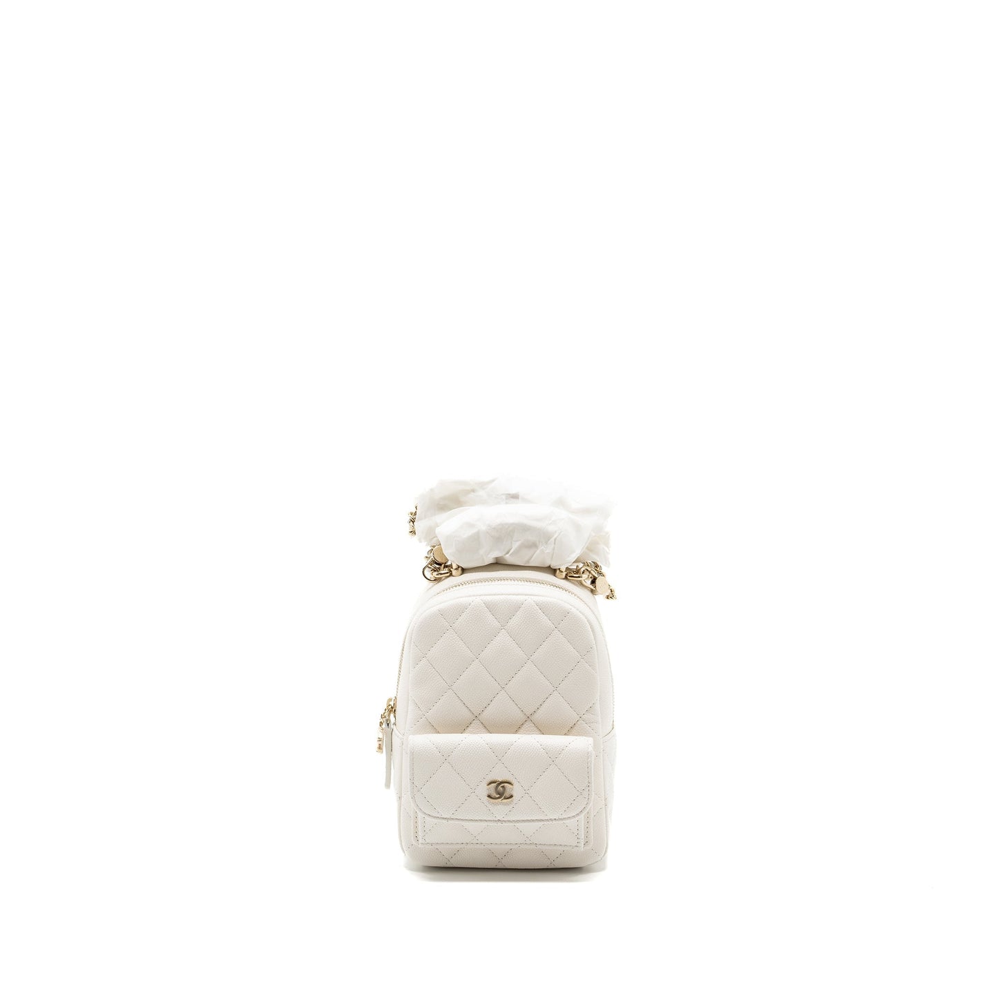 Chanel 24C Mini Backpack/Crossbody Bag Caviar White L (Microchip)