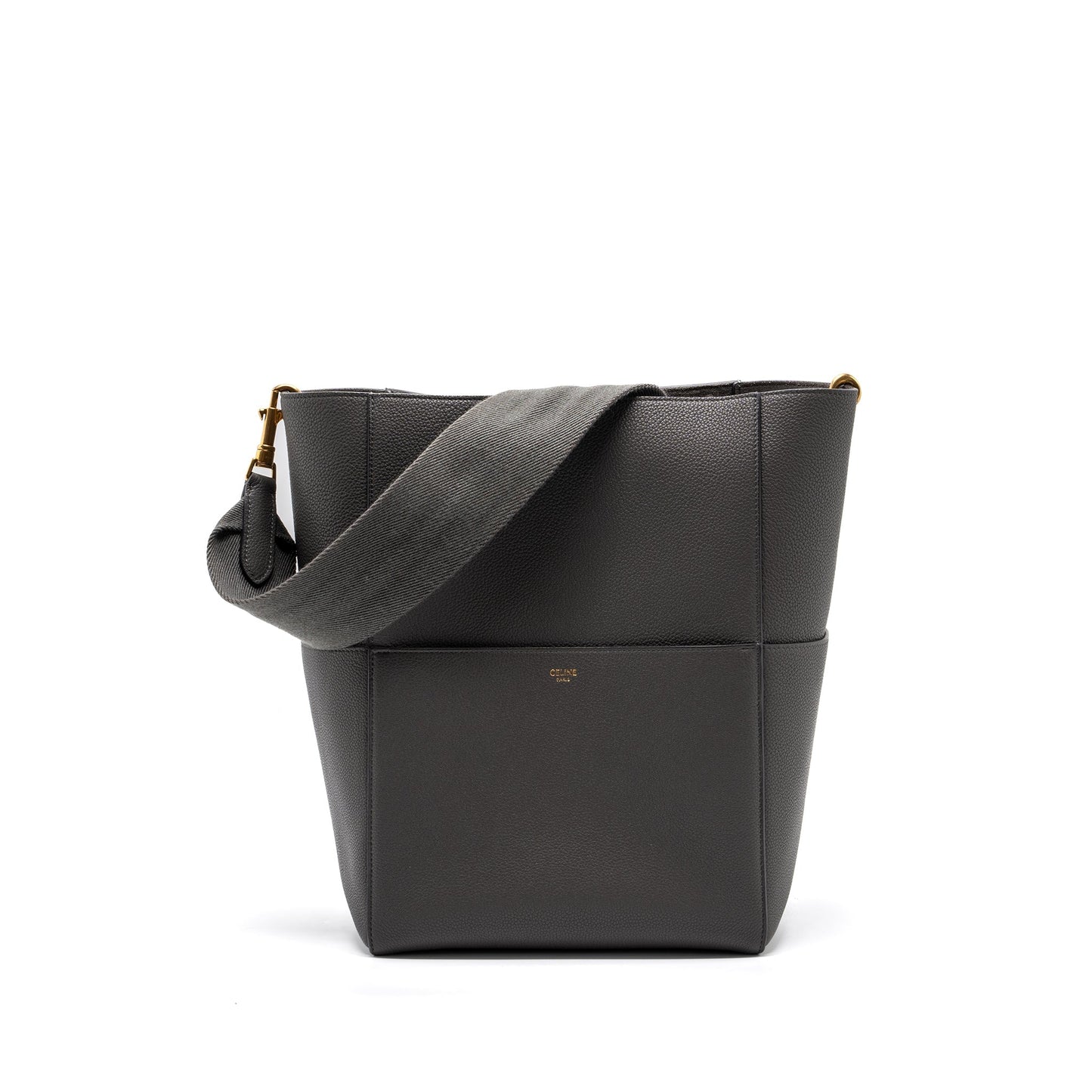 Celine Sangle Bucket Grained Calfskin Grey