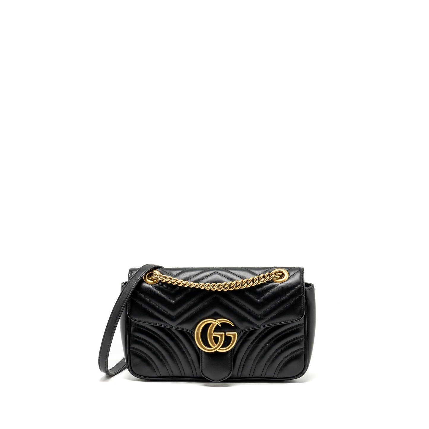 GUCCI SMALL GG MARMONT BAG CALFSKIN BLACK