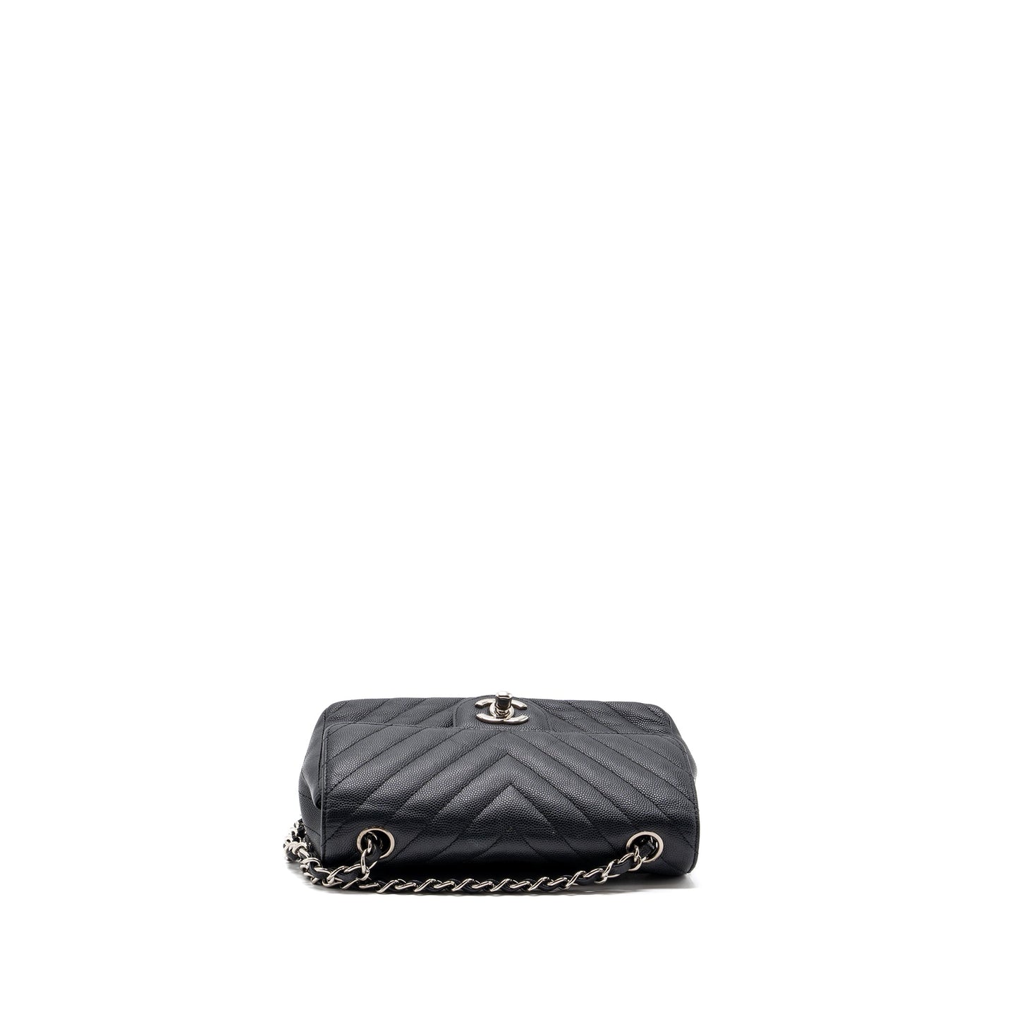 Chanel Mini Rectangular Flap Bag Chevron Caviar Black