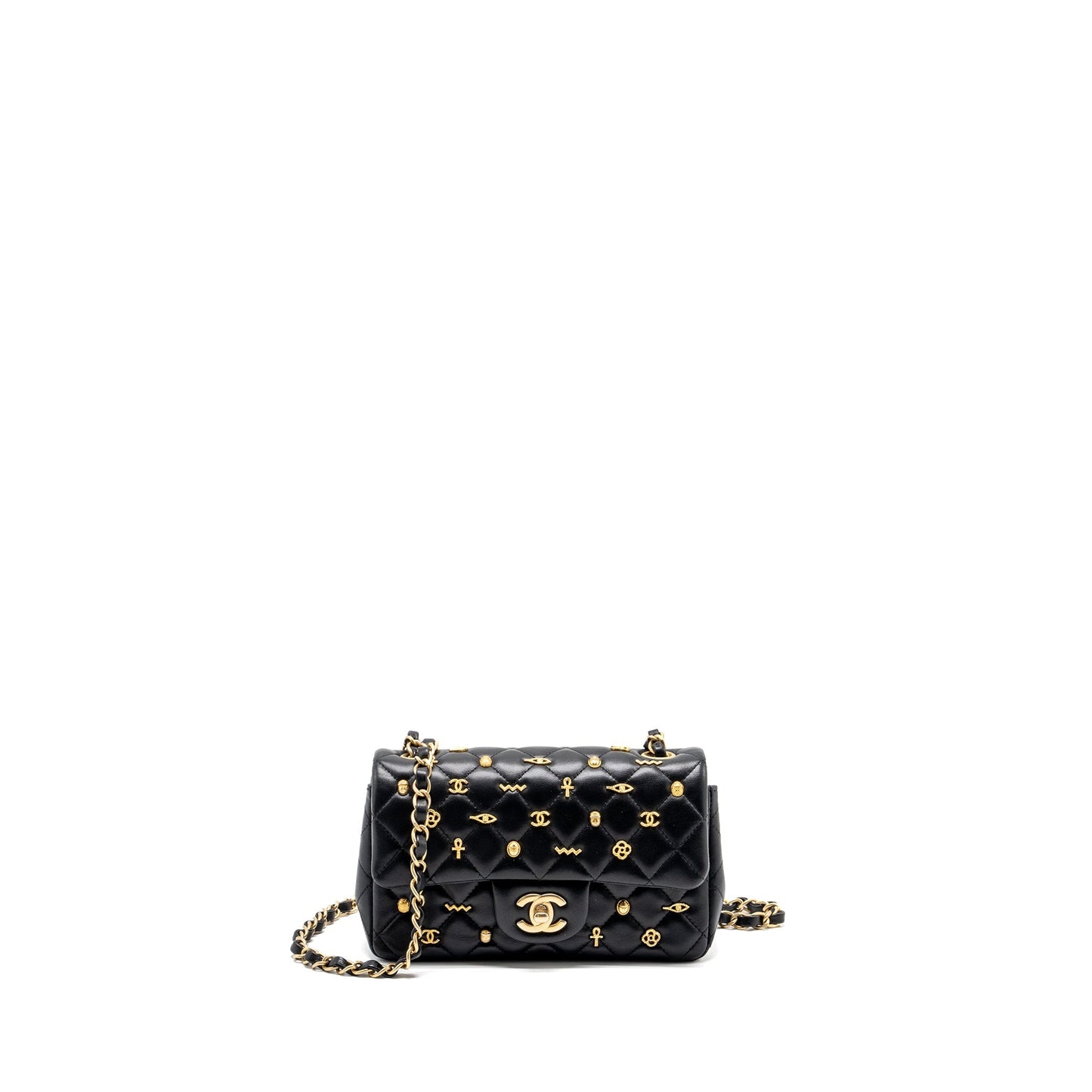 Chanel Egyptian Amulet Mini Rectangular Flap Bag Lambskin Black