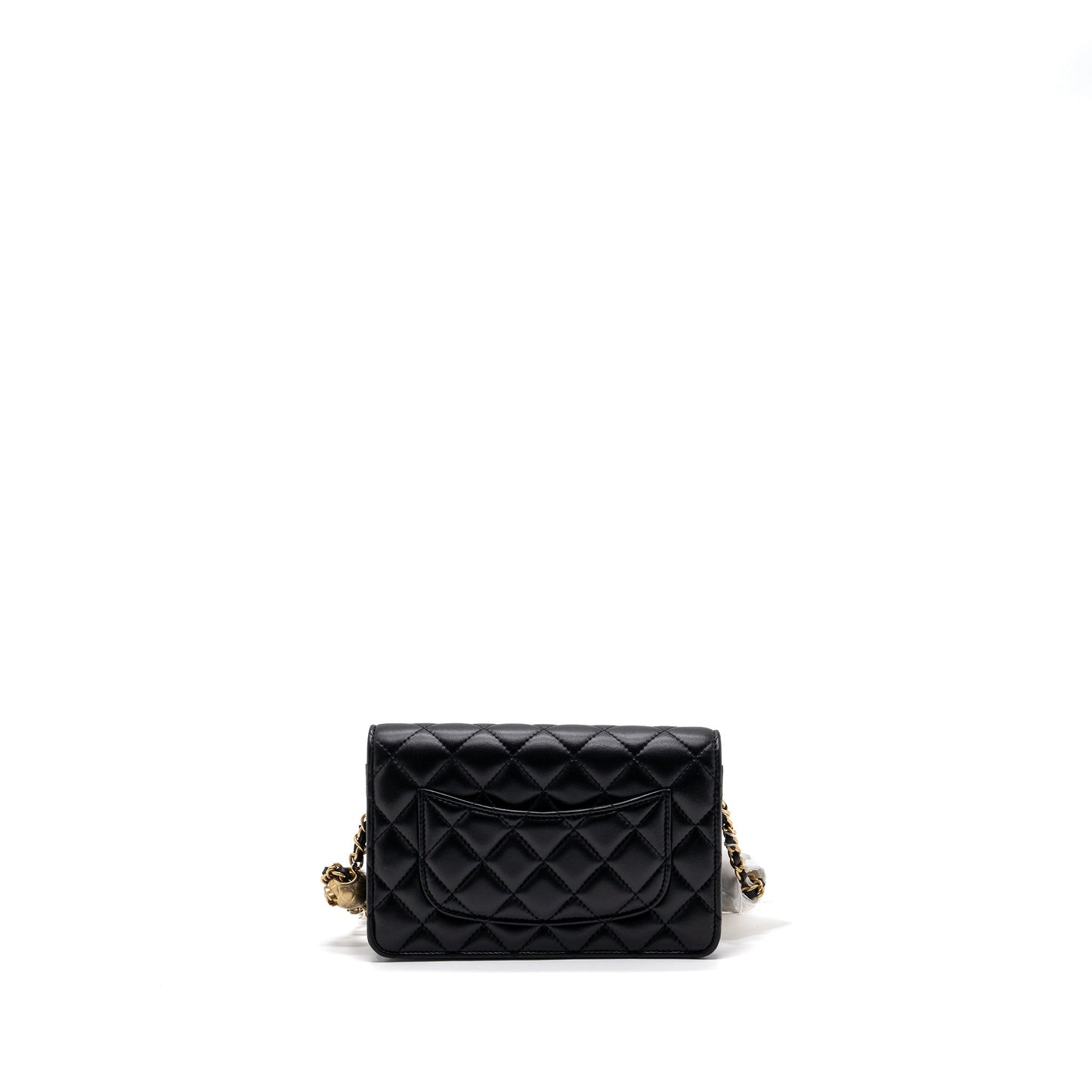 Chanel 23k Pearl Crush Wallet On Chain Lambskin Black  (Microchip)