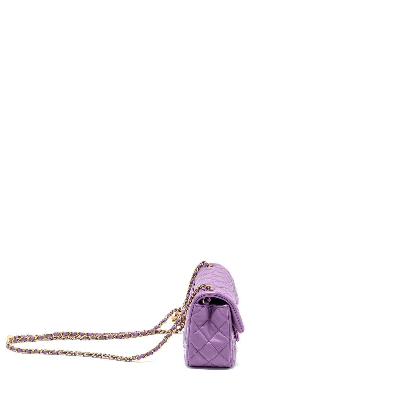 Chanel 22s Pearl Crush Mini Rectangular Flap Bag Lambskin Purple  (microchip)