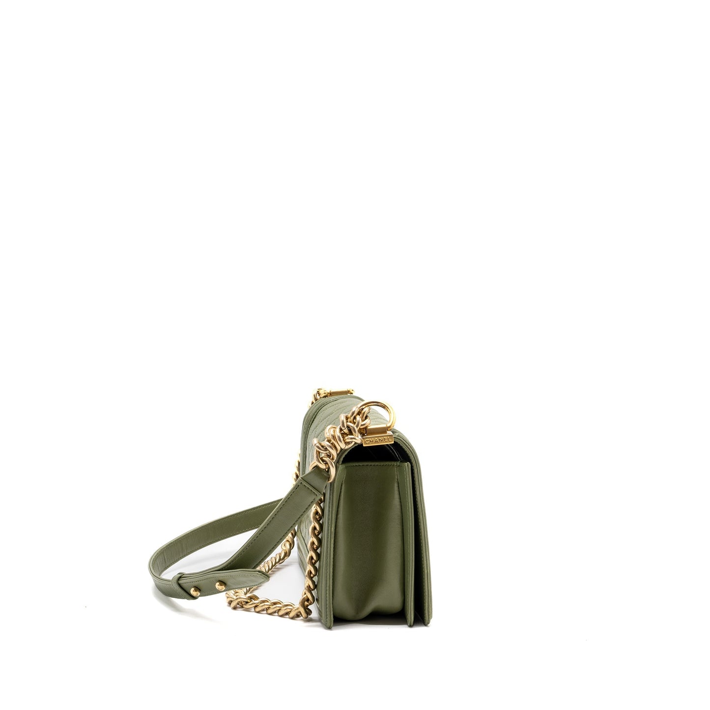Chanel Medium boy bag lambskin green