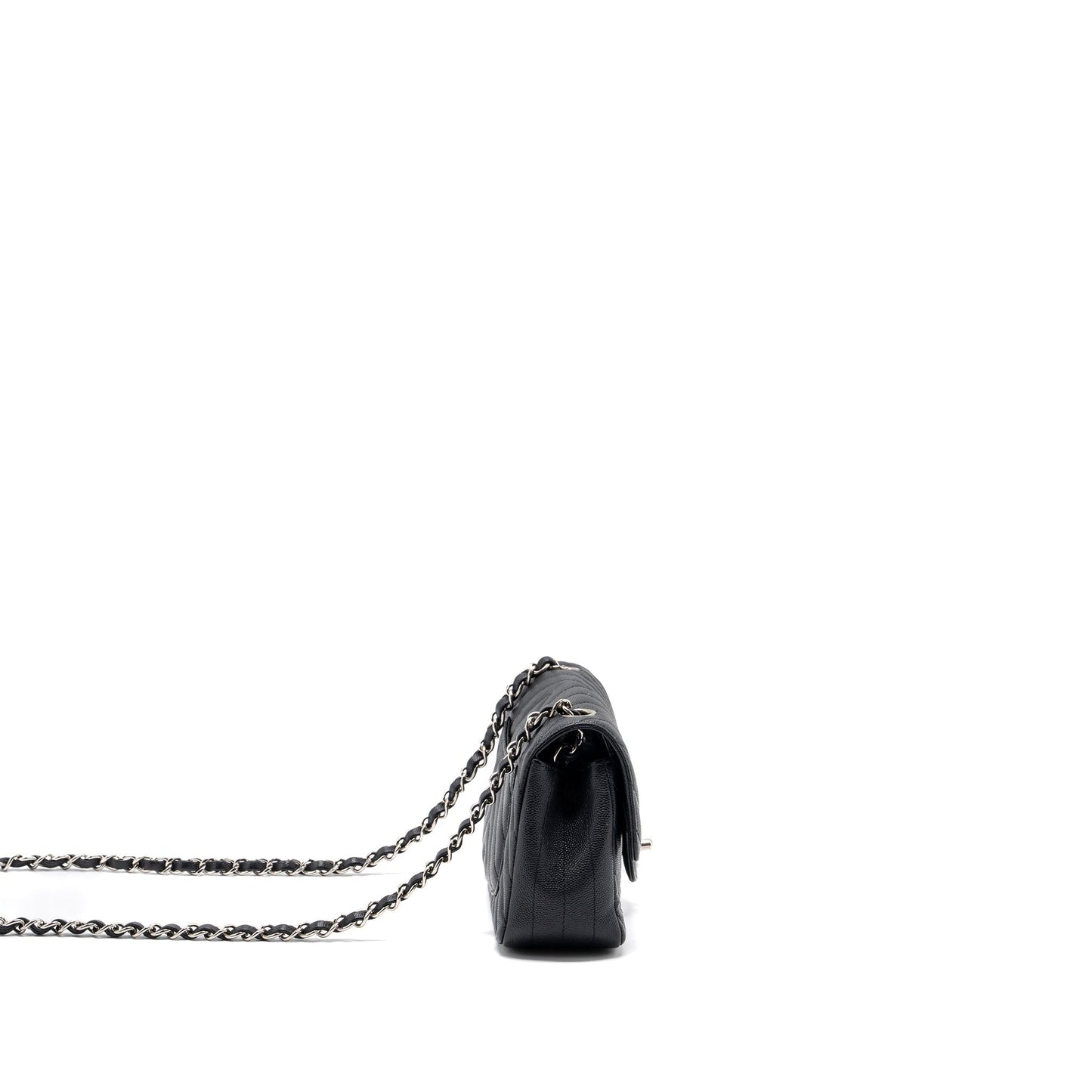 Chanel Mini Rectangular Flap Bag Chevron Caviar Black