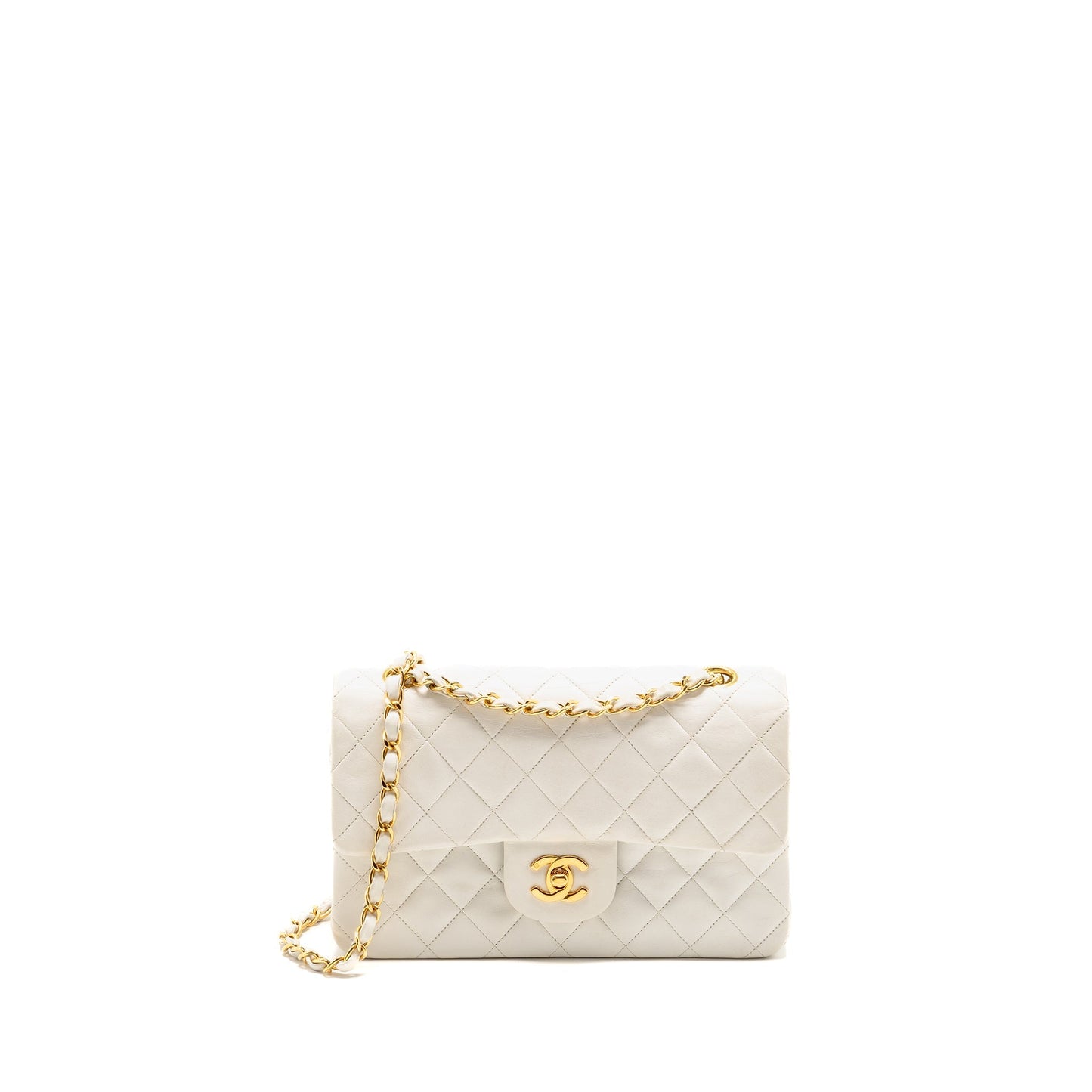 Chanel  Small Classic Double Flap Bag Lambskin White