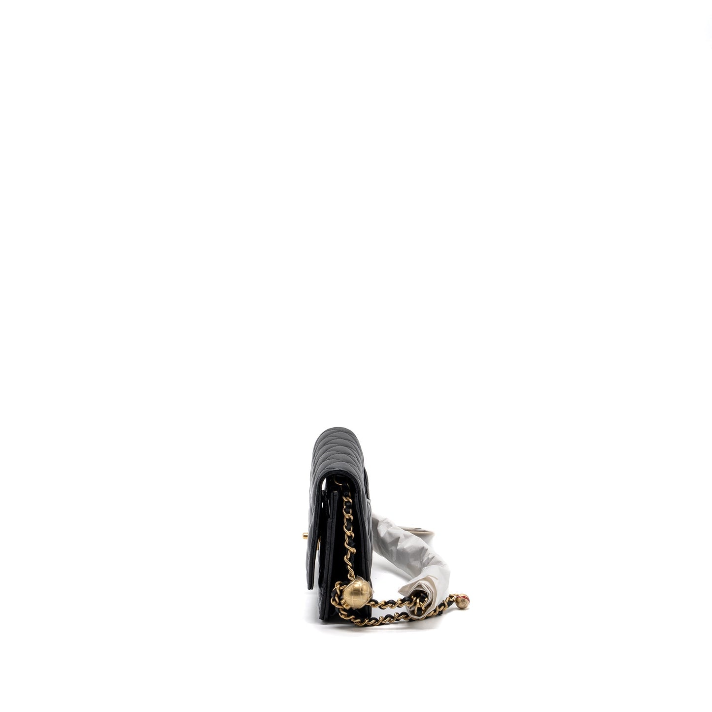 Chanel 23k Pearl Crush Wallet On Chain Lambskin Black  (Microchip)