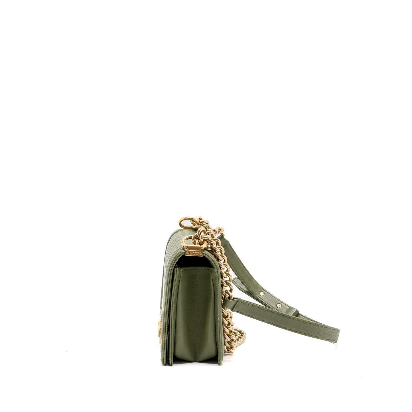 Chanel Medium boy bag lambskin green