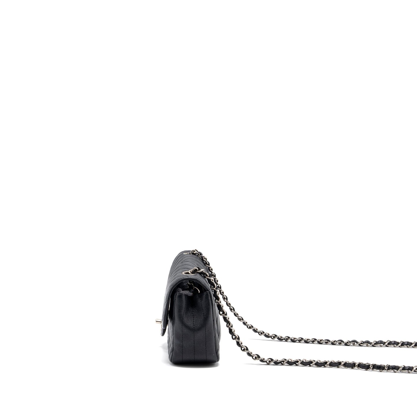 Chanel Mini Rectangular Flap Bag Chevron Caviar Black