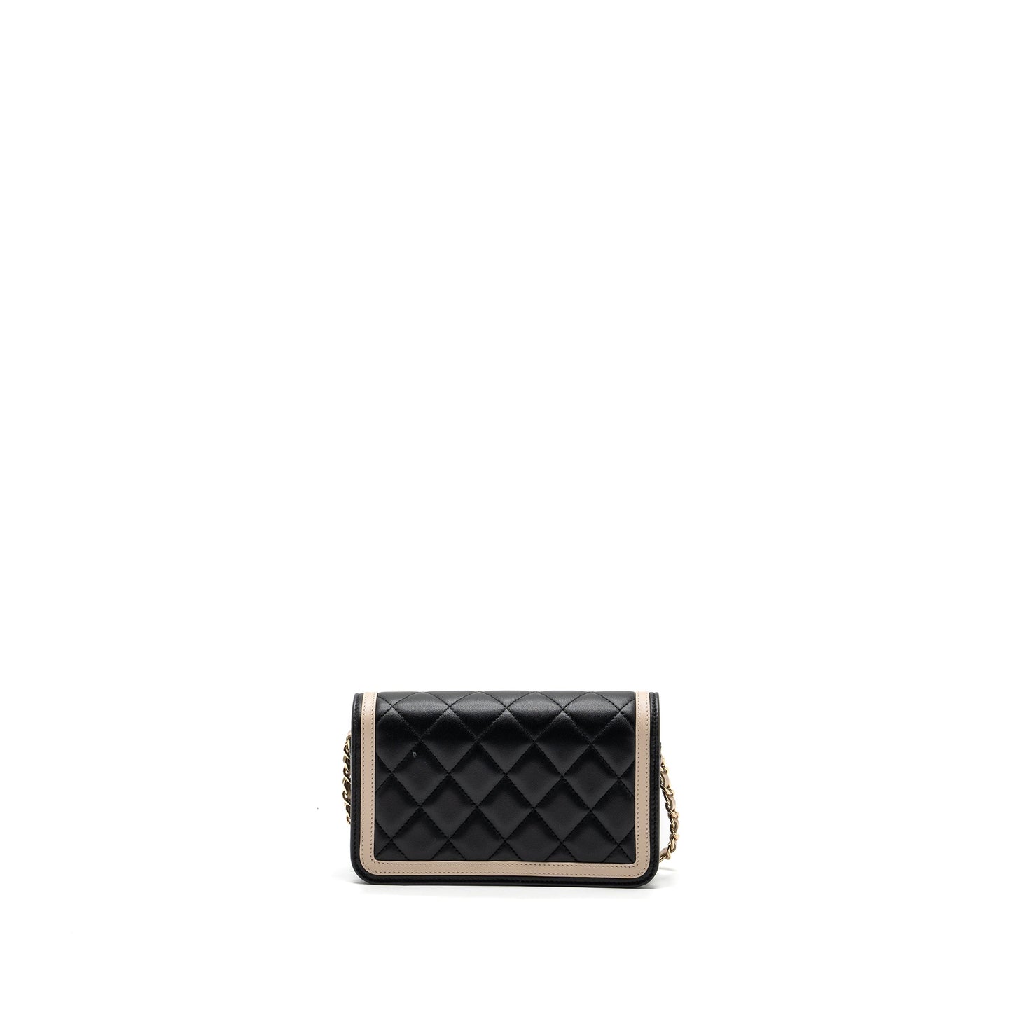 Chanel 23B Flap Phone Holder Lambskin Black/ White L (microchip)