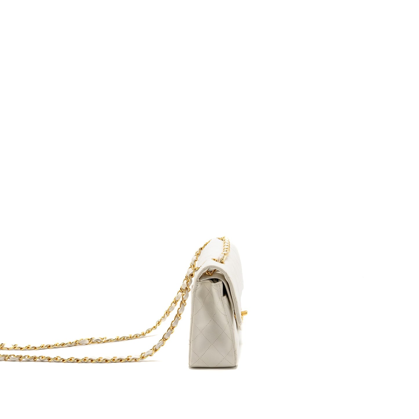 Chanel  Small Classic Double Flap Bag Lambskin White