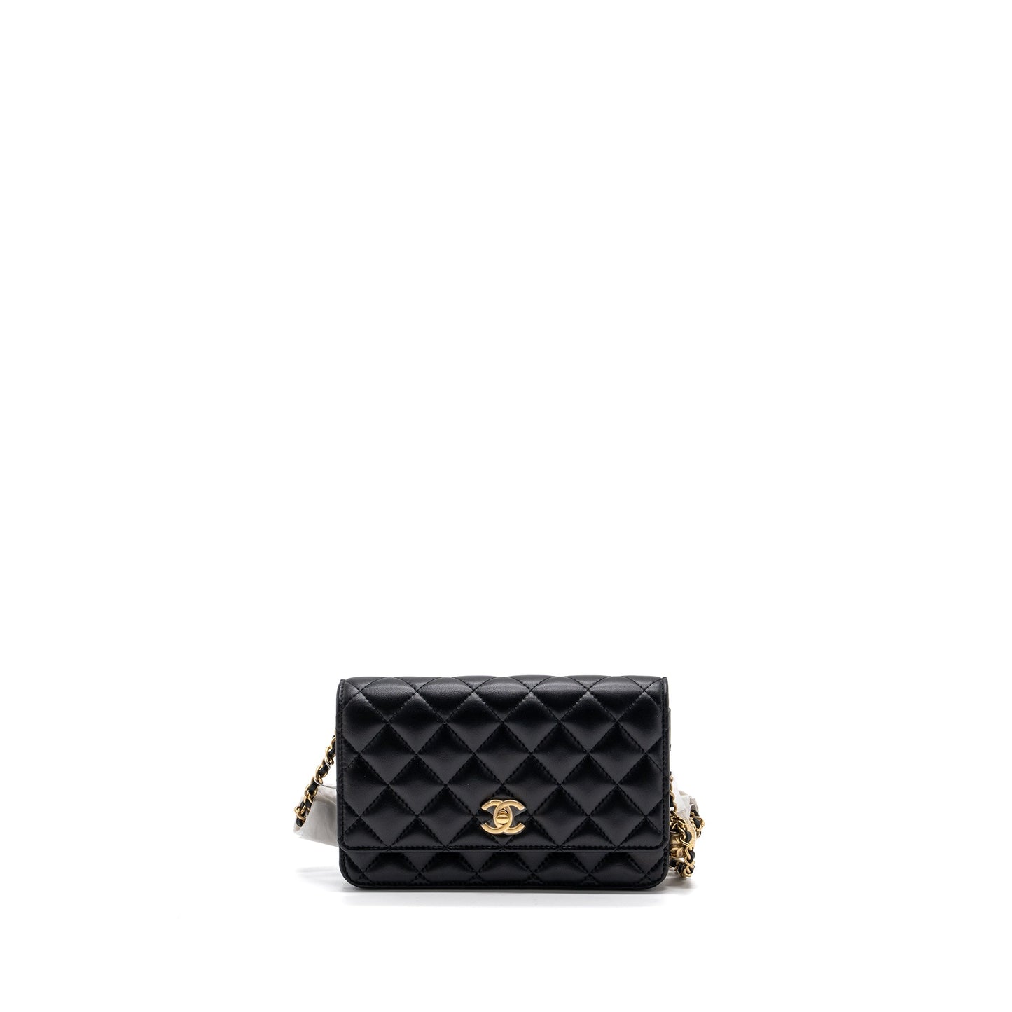 Chanel 23k Pearl Crush Wallet On Chain Lambskin Black  (Microchip)