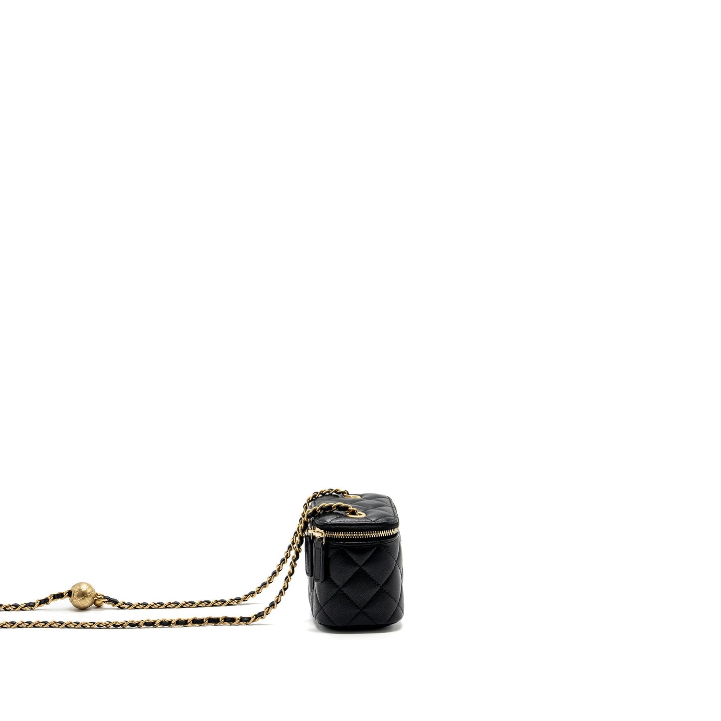 Chanel Pearl Crush mini vanity with chain lambskin black with