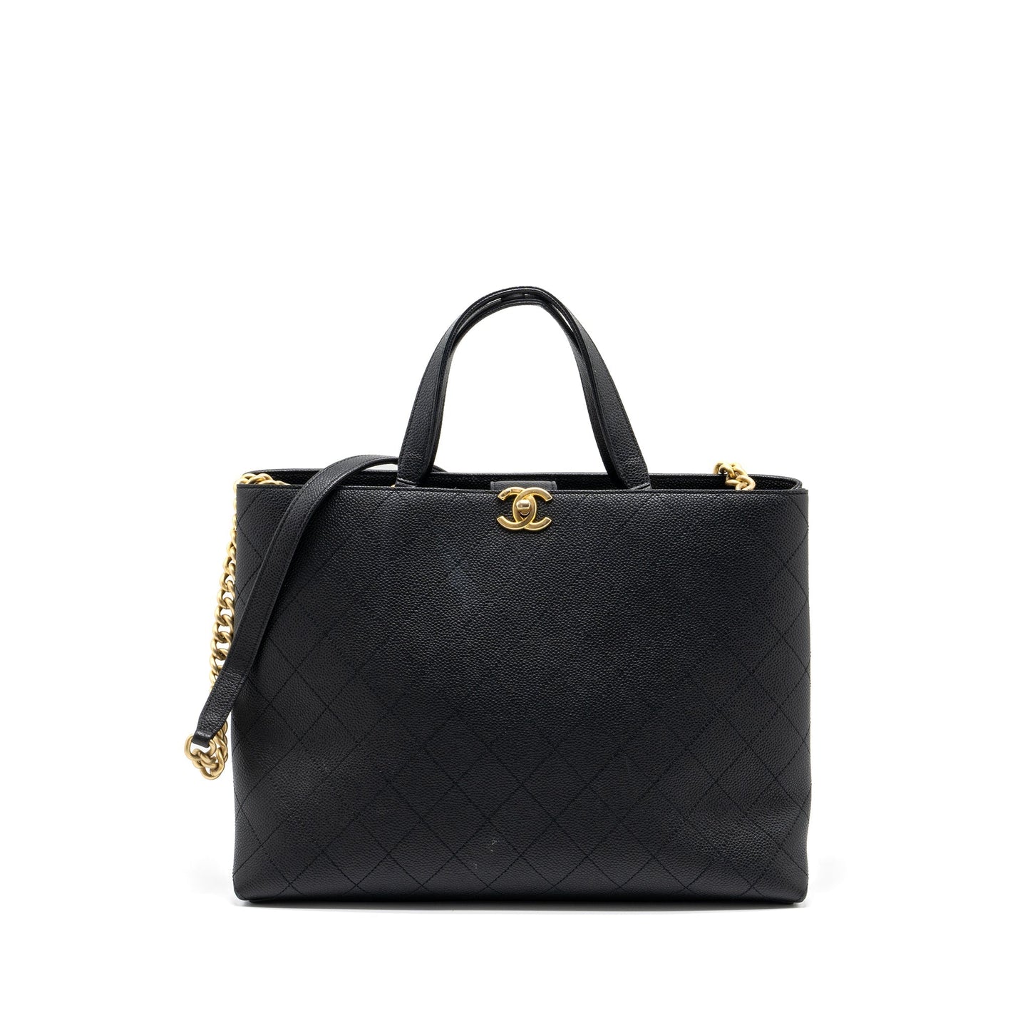 Chanel Chains Tote Bag Caviar Black Brushed