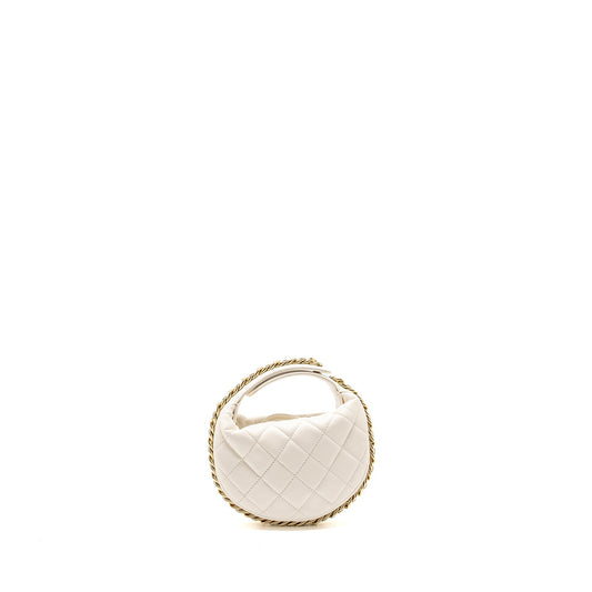 Chanel 23C Round Clutch Lambskin White L (Microchip)