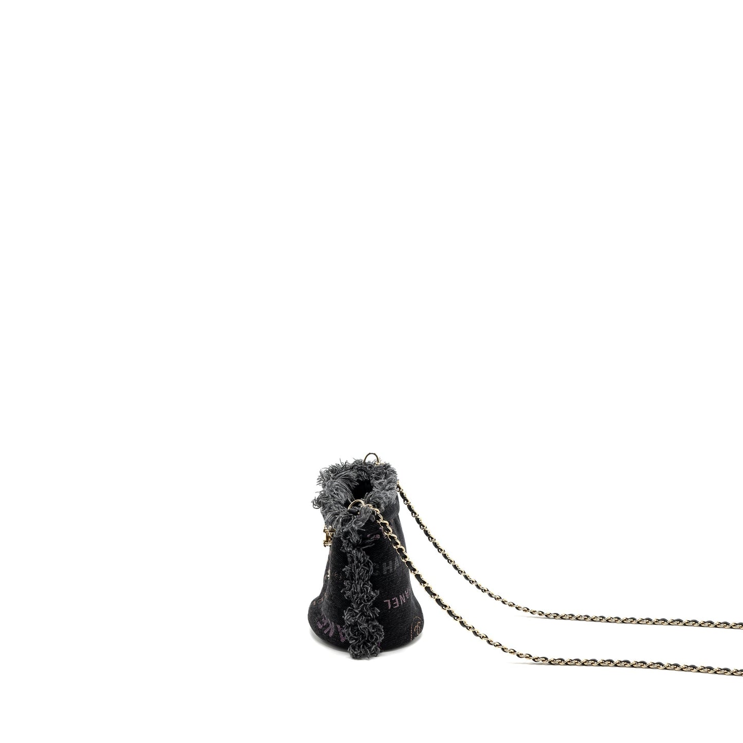 Chanel Super Mini Bucket Bag Black Denim L