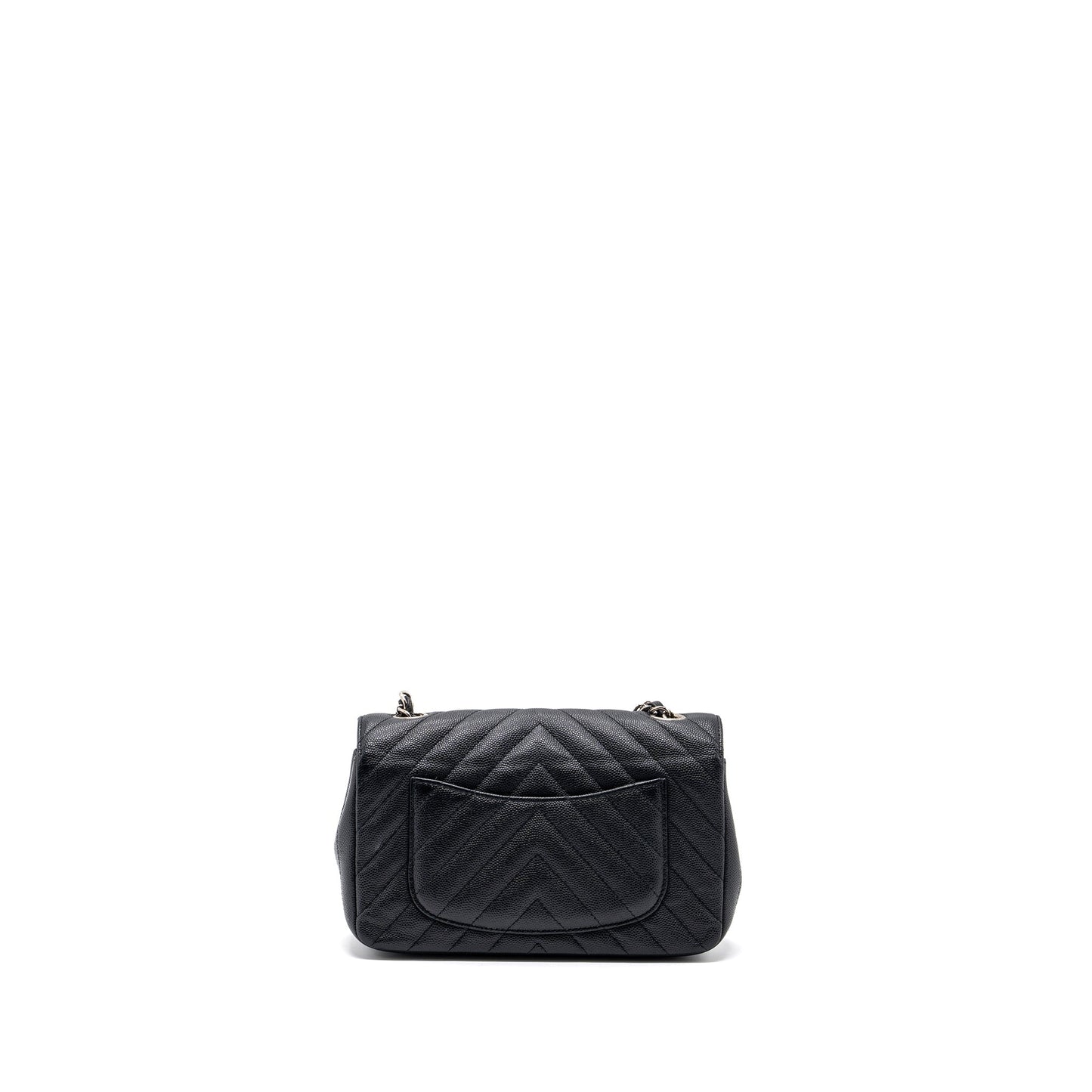 Chanel Mini Rectangular Flap Bag Chevron Caviar Black