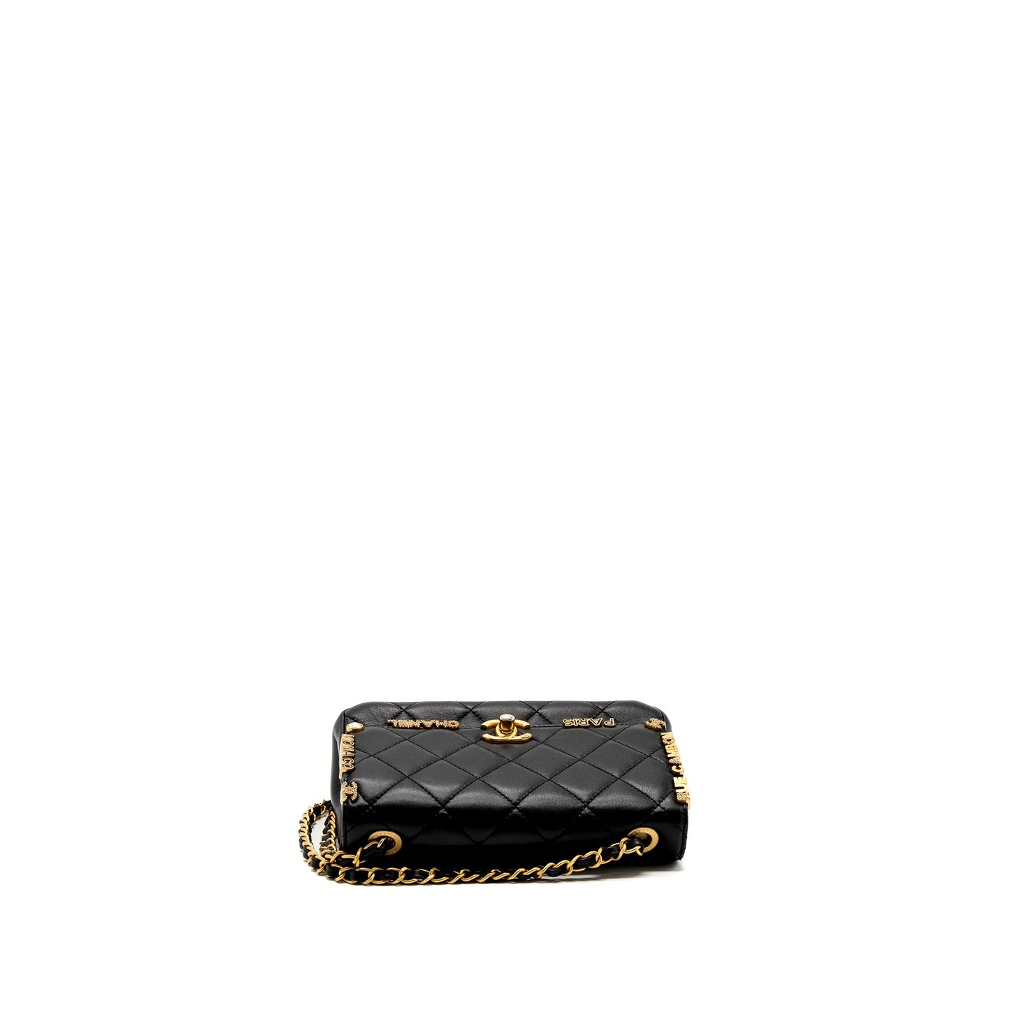 Chanel limited edition quilted flap bag lambskin black  (microchip)
