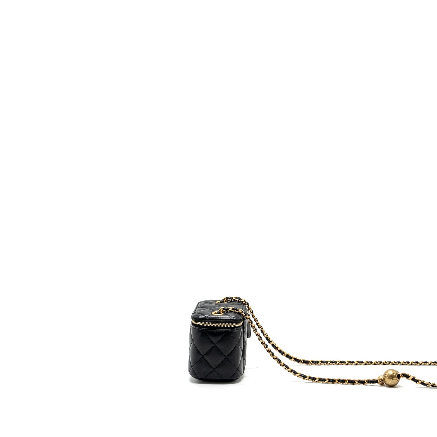 Chanel Pearl Crush mini vanity with chain lambskin black with