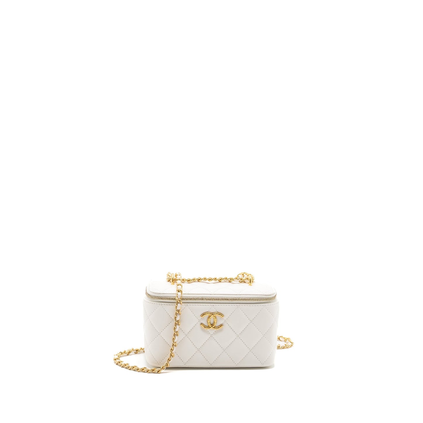 Chanel long vanity with lambskin white  (Microchip)