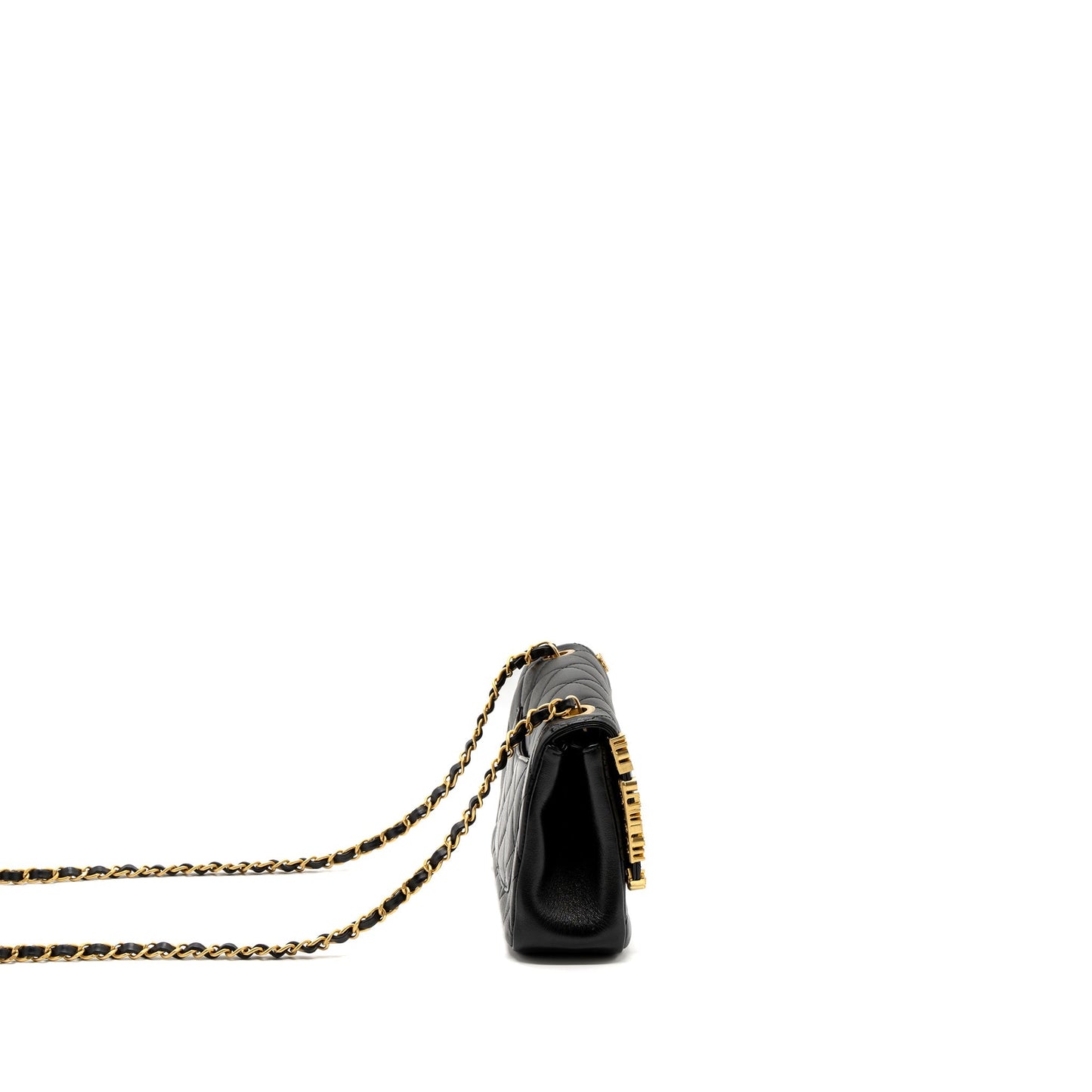 Chanel limited edition quilted flap bag lambskin black  (microchip)