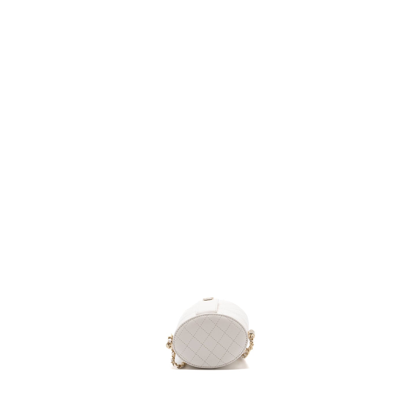 Chanel mini vanity with chain lambskin white L