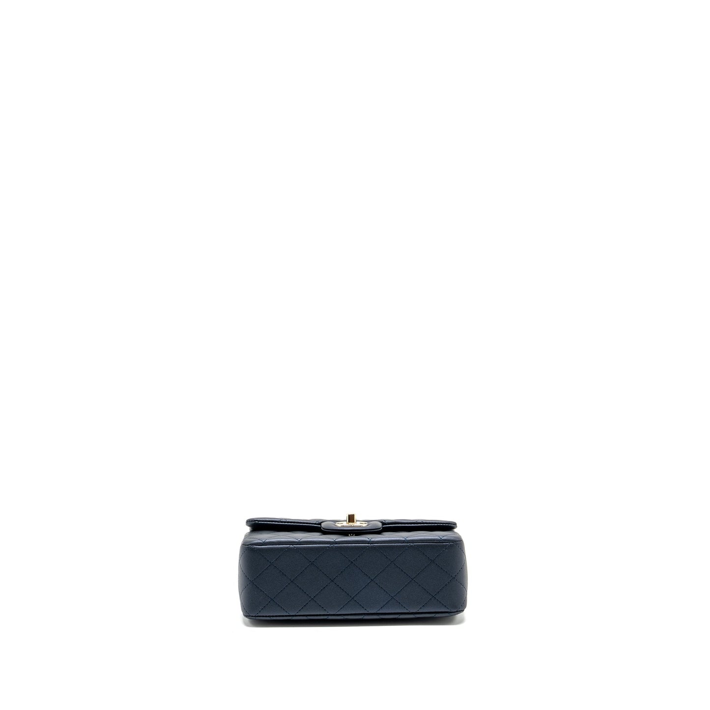 Chanel Top handle mini rectangular flap bag lambskin navy L (microchip)